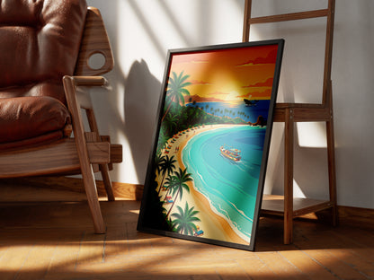 Mumbai Marine Drive Travel Poster - Queen's Necklace Sunset