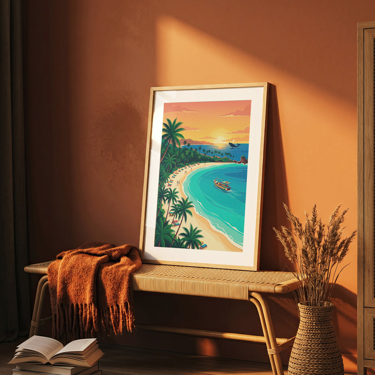 Mumbai Marine Drive Travel Poster - Queen's Necklace Sunset