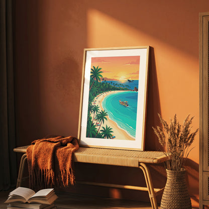 Mumbai Marine Drive Travel Poster - Queen's Necklace Sunset