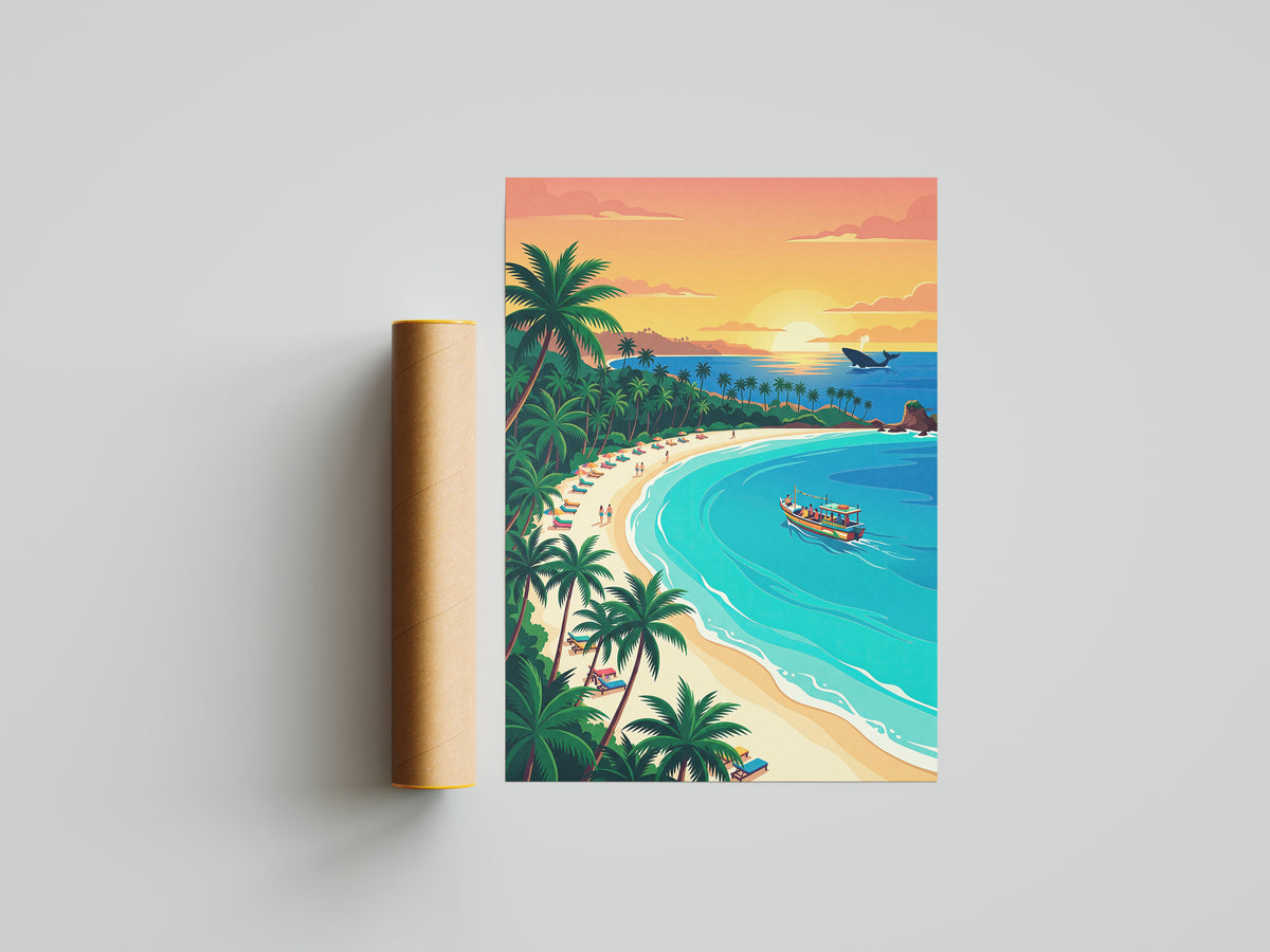 Mumbai Marine Drive Travel Poster - Queen's Necklace Sunset