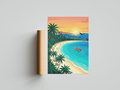 Mumbai Marine Drive Travel Poster - Queen's Necklace Sunset