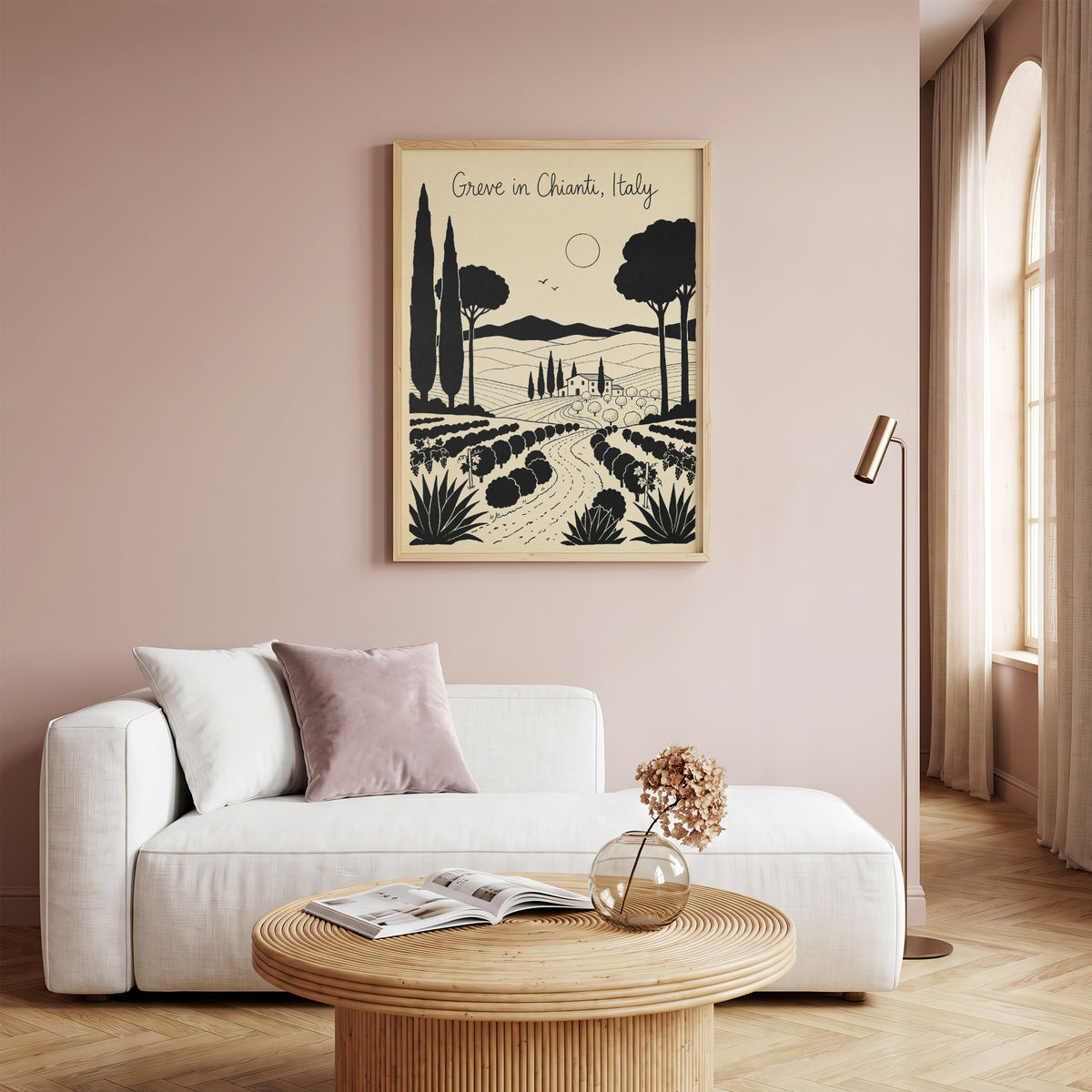 Greve in Chianti Italy Vintage Line Art Travel Wall Art Print