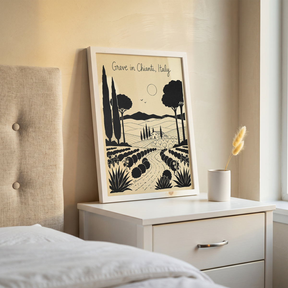 Greve in Chianti Italy Vintage Line Art Travel Wall Art Print
