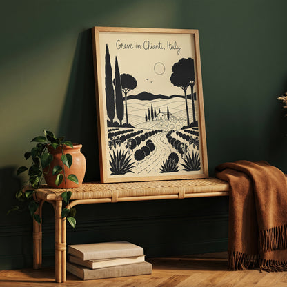 Greve in Chianti Italy Vintage Line Art Travel Wall Art Print