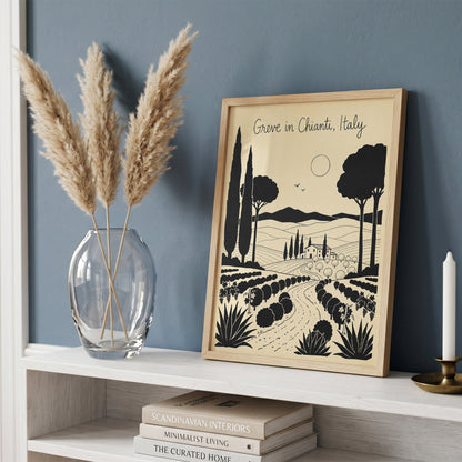 Greve in Chianti Italy Vintage Line Art Travel Wall Art Print