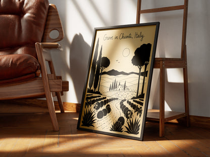 Greve in Chianti Italy Vintage Line Art Travel Wall Art Print