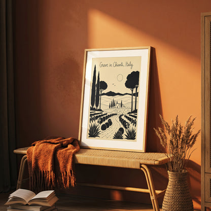 Greve in Chianti Italy Vintage Line Art Travel Wall Art Print