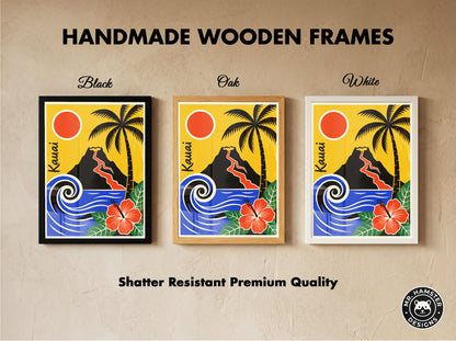Kauai Hawaii Retro Travel Poster Mid Century Modern Wall Art Print