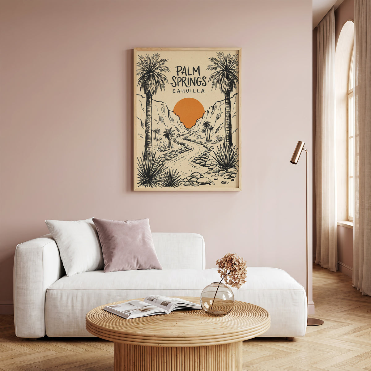Palm Springs Cahuilla Retro Desert Sketch Travel Wall Art Print
