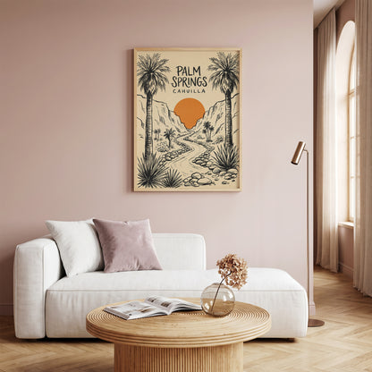 Palm Springs Cahuilla Retro Desert Sketch Travel Wall Art Print