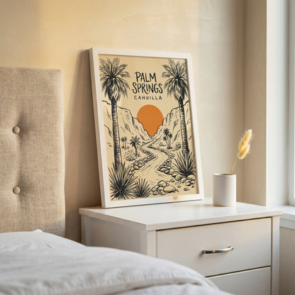 Palm Springs Cahuilla Retro Desert Sketch Travel Wall Art Print