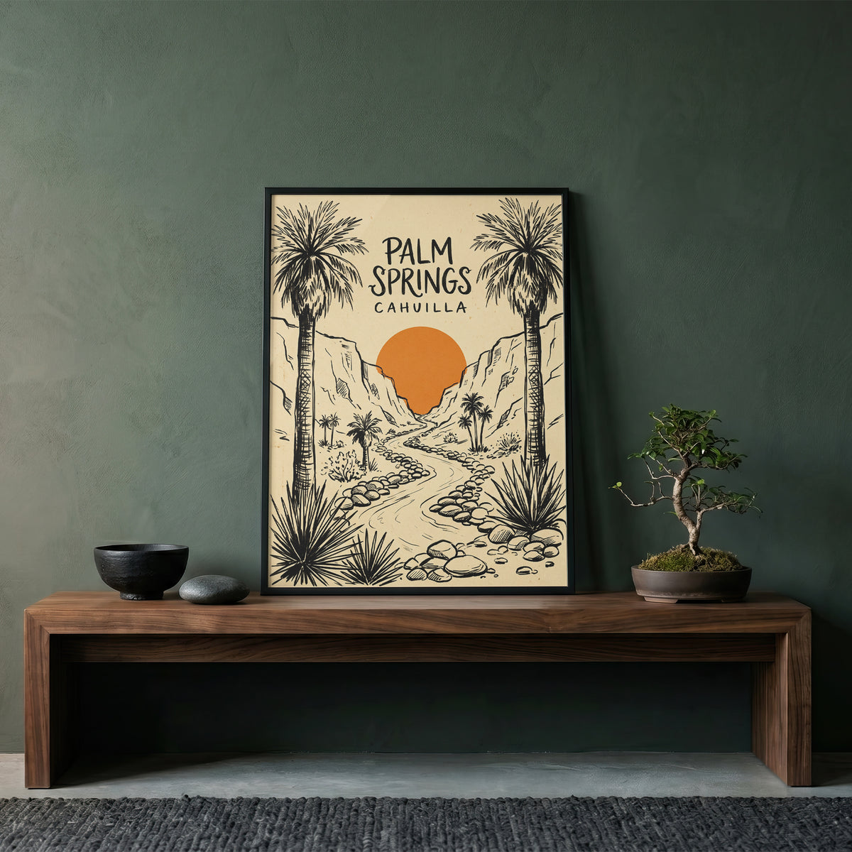 Palm Springs Cahuilla Retro Desert Sketch Travel Wall Art Print