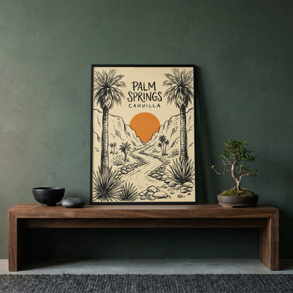Palm Springs Cahuilla Retro Desert Sketch Travel Wall Art Print