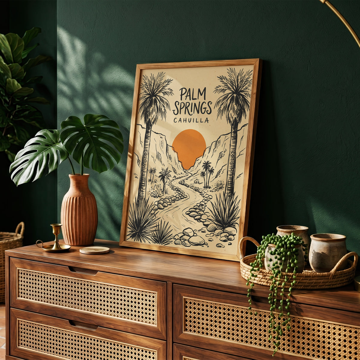 Palm Springs Cahuilla Retro Desert Sketch Travel Wall Art Print