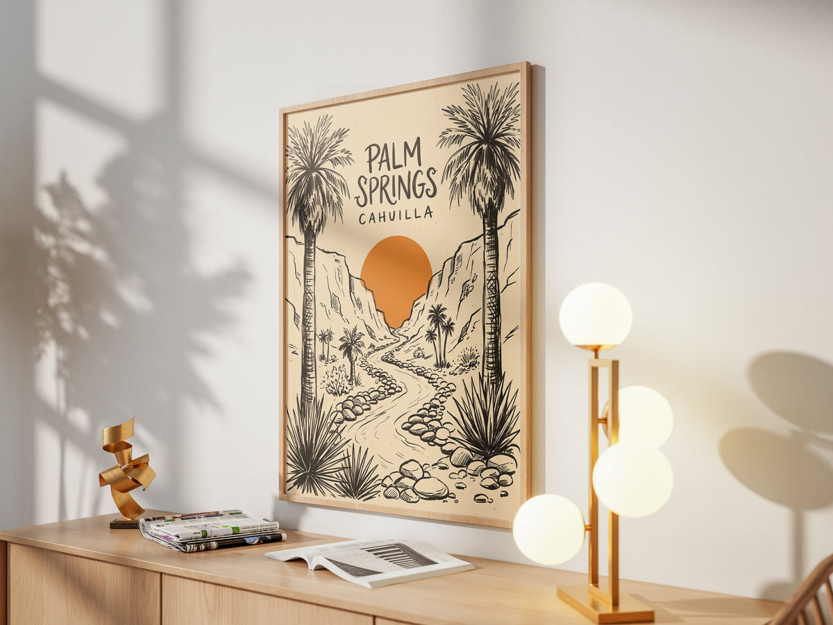 Palm Springs Cahuilla Retro Desert Sketch Travel Wall Art Print