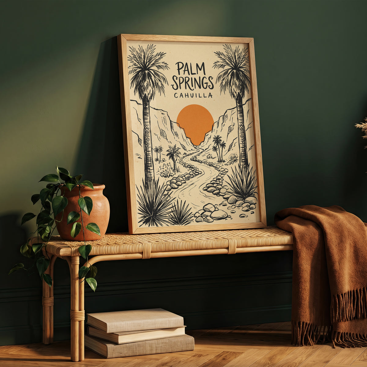 Palm Springs Cahuilla Retro Desert Sketch Travel Wall Art Print