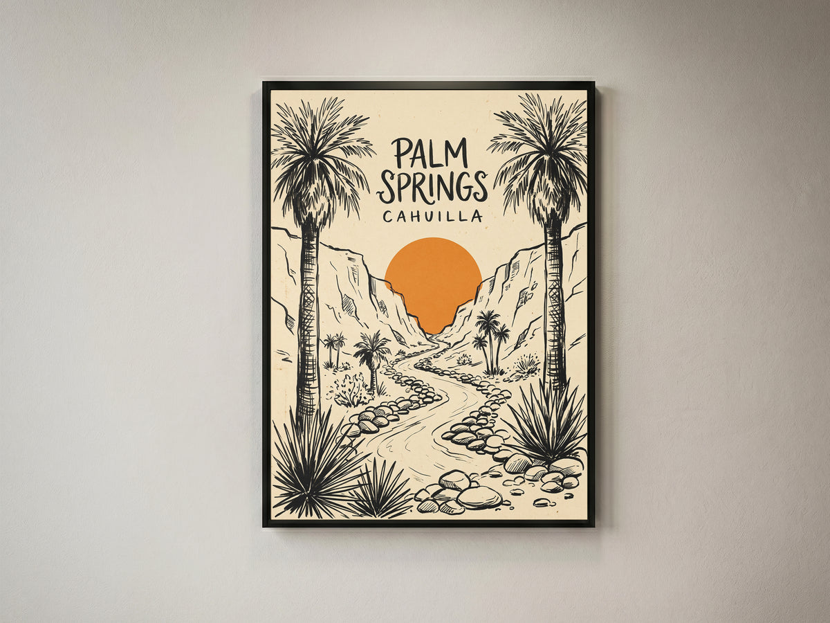 Palm Springs Cahuilla Retro Desert Sketch Travel Wall Art Print