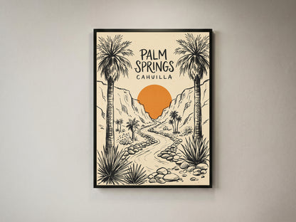 Palm Springs Cahuilla Retro Desert Sketch Travel Wall Art Print