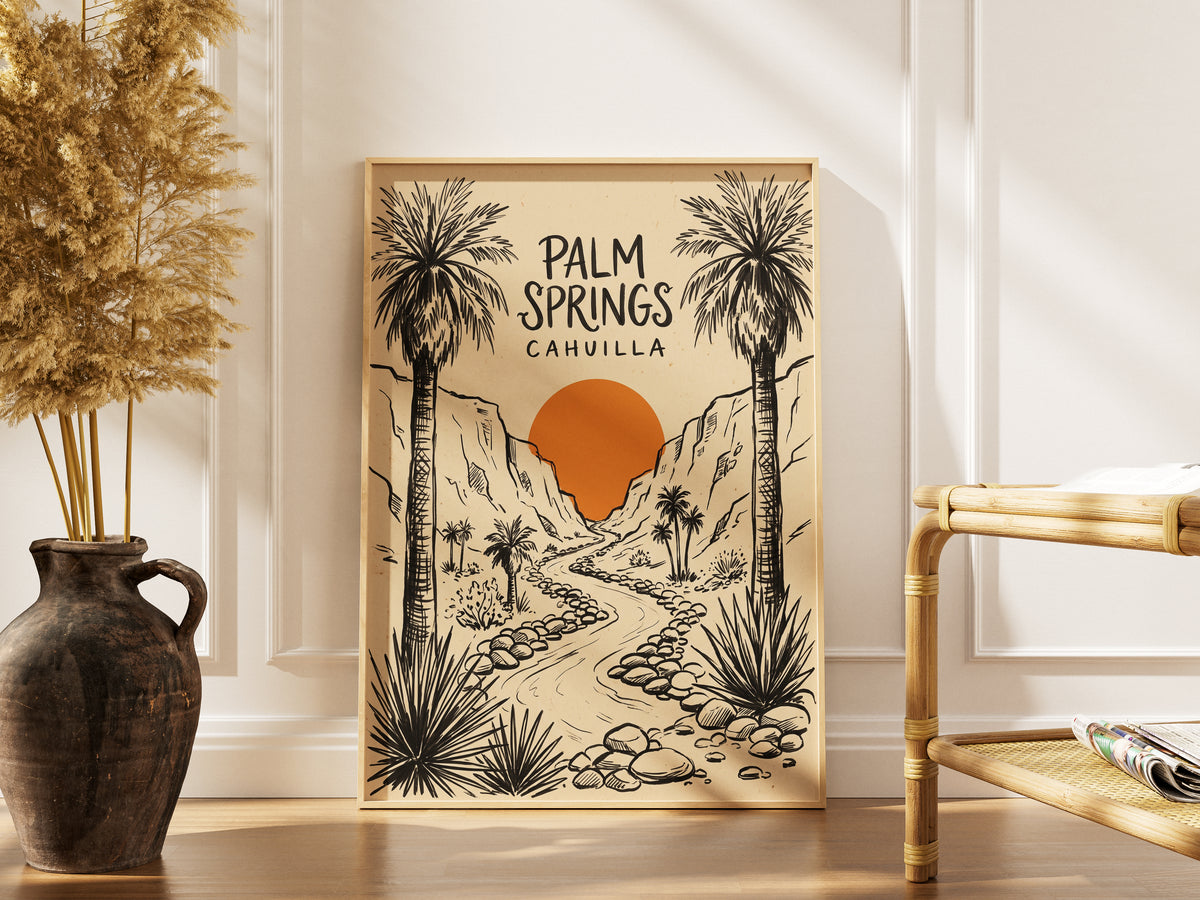 Palm Springs Cahuilla Retro Desert Sketch Travel Wall Art Print
