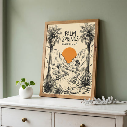 Palm Springs Cahuilla Retro Desert Sketch Travel Wall Art Print