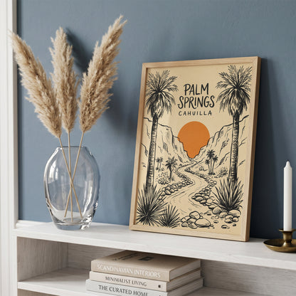 Palm Springs Cahuilla Retro Desert Sketch Travel Wall Art Print
