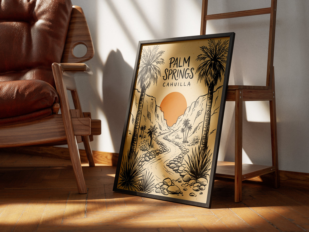 Palm Springs Cahuilla Retro Desert Sketch Travel Wall Art Print