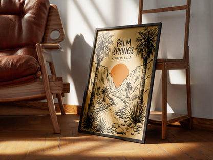 Palm Springs Cahuilla Retro Desert Sketch Travel Wall Art Print