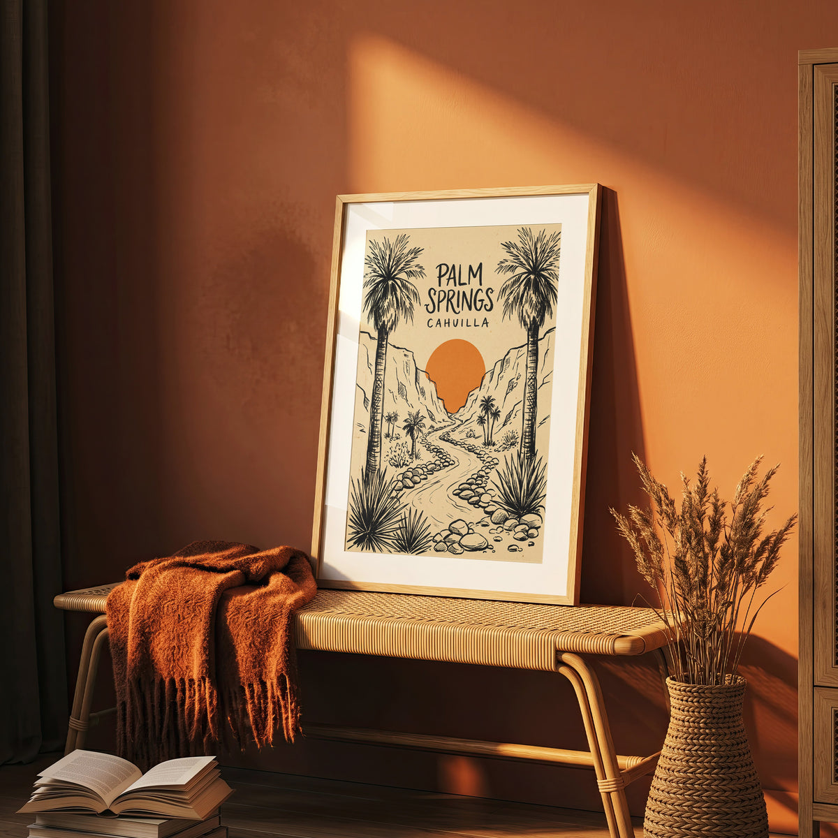 Palm Springs Cahuilla Retro Desert Sketch Travel Wall Art Print