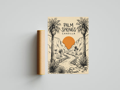 Palm Springs Cahuilla Retro Desert Sketch Travel Wall Art Print