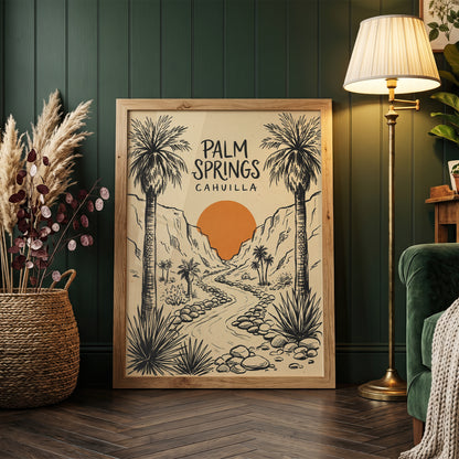 Palm Springs Cahuilla Retro Desert Sketch Travel Wall Art Print