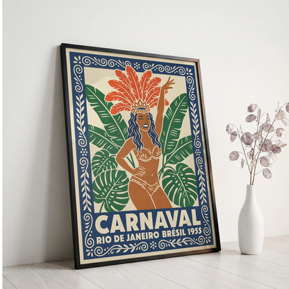 Rio De Janeiro Carnaval Vintage Travel Poster Wall Art Print