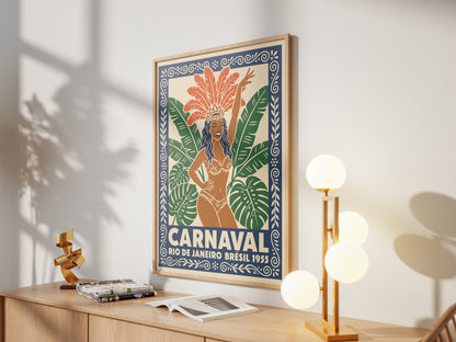 Rio De Janeiro Carnaval Vintage Travel Poster Wall Art Print