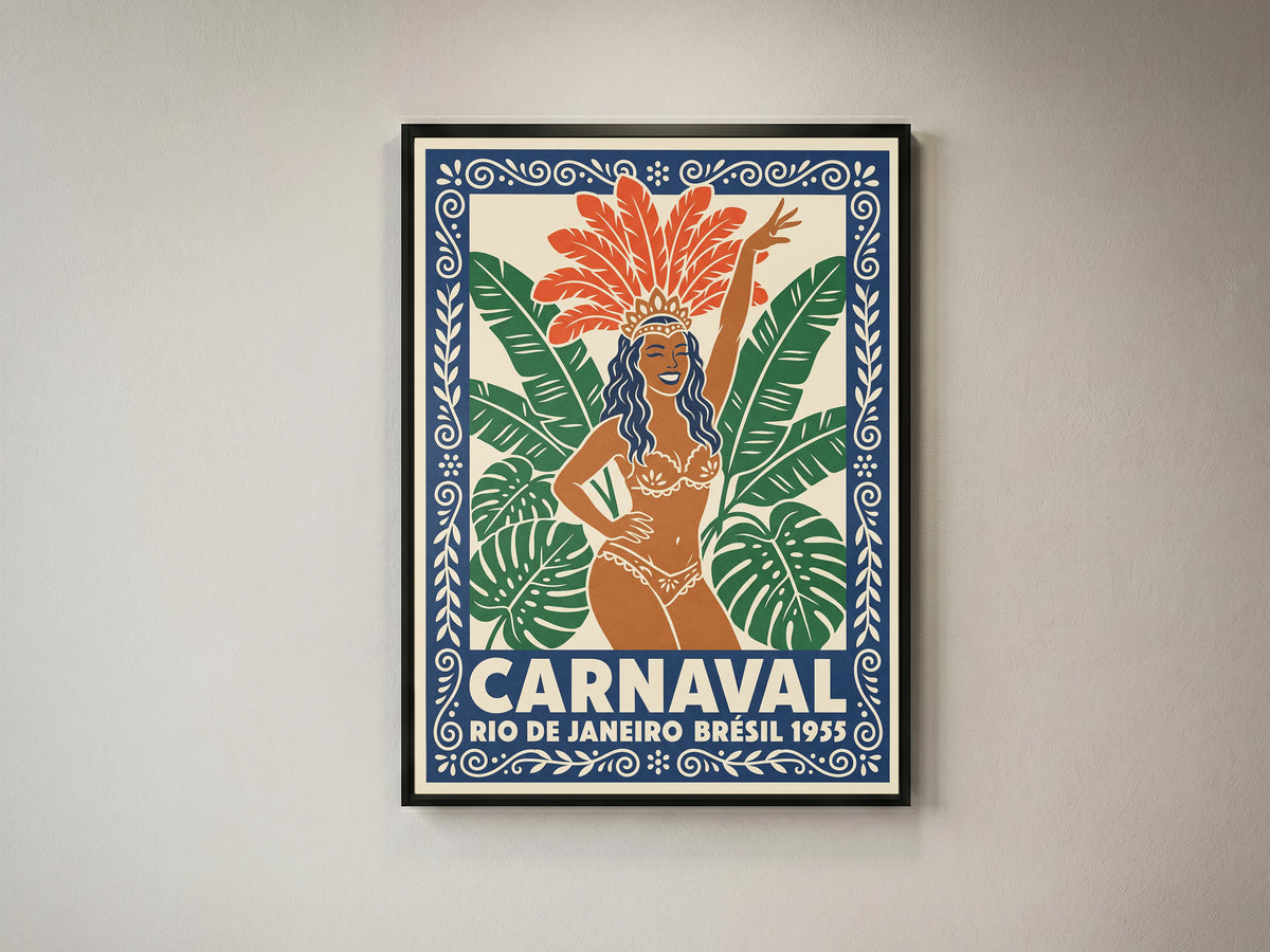 Rio De Janeiro Carnaval Vintage Travel Poster Wall Art Print