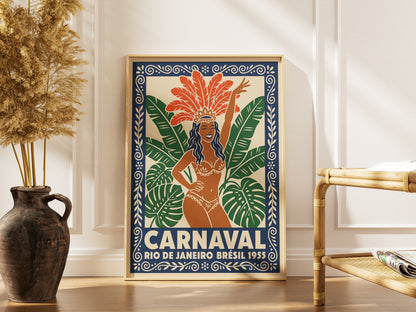 Rio De Janeiro Carnaval Vintage Travel Poster Wall Art Print