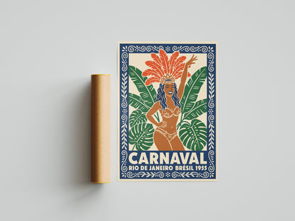 Rio De Janeiro Carnaval Vintage Travel Poster Wall Art Print