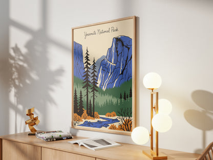Yosemite National Park Retro Vintage Travel Poster Wall Art Print
