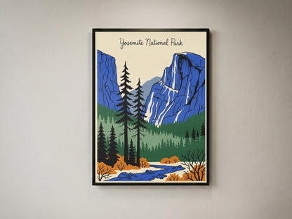 Yosemite National Park Retro Vintage Travel Poster Wall Art Print