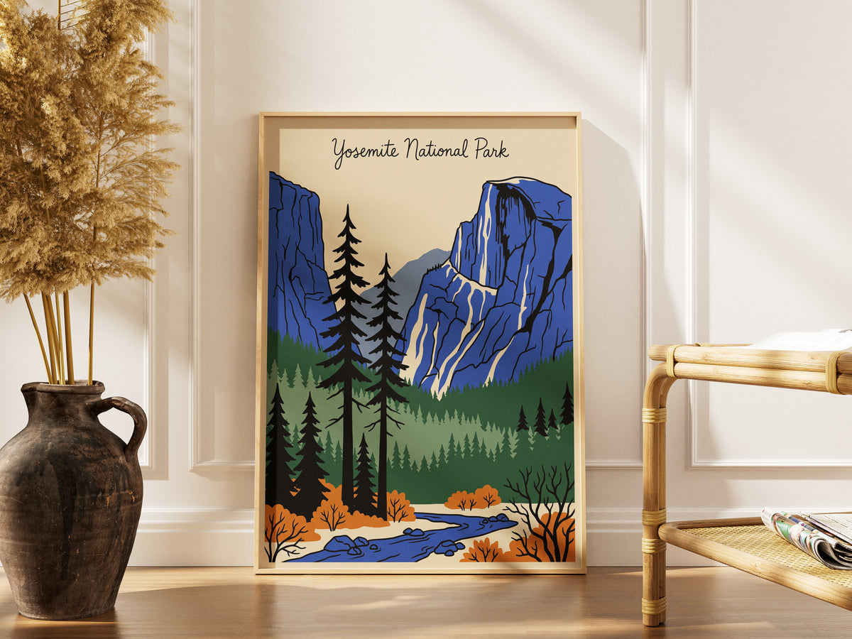 Yosemite National Park Retro Vintage Travel Poster Wall Art Print