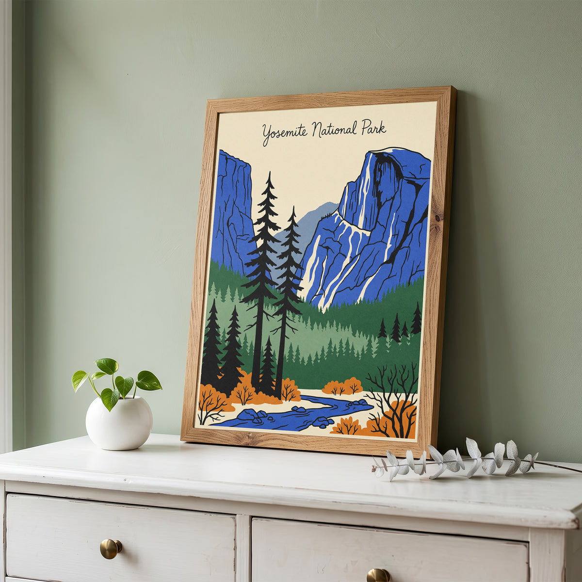 Yosemite National Park Retro Vintage Travel Poster Wall Art Print