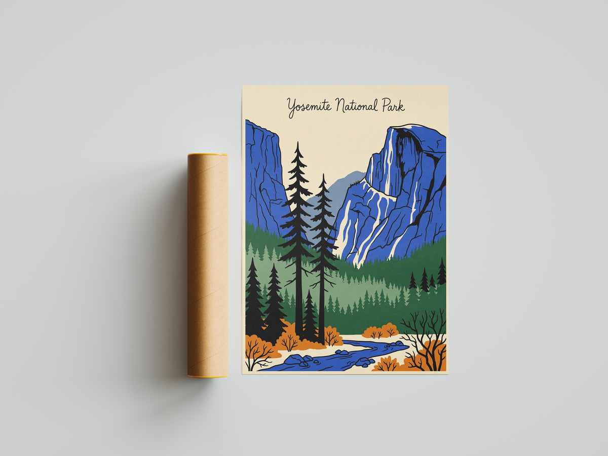 Yosemite National Park Retro Vintage Travel Poster Wall Art Print