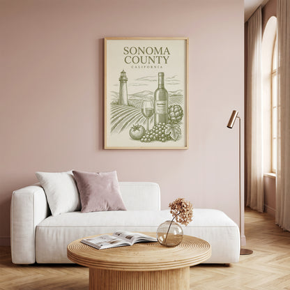 Vintage Sonoma County Travel Poster - Wine Country Wall Art Print