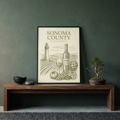 Vintage Sonoma County Travel Poster - Wine Country Wall Art Print
