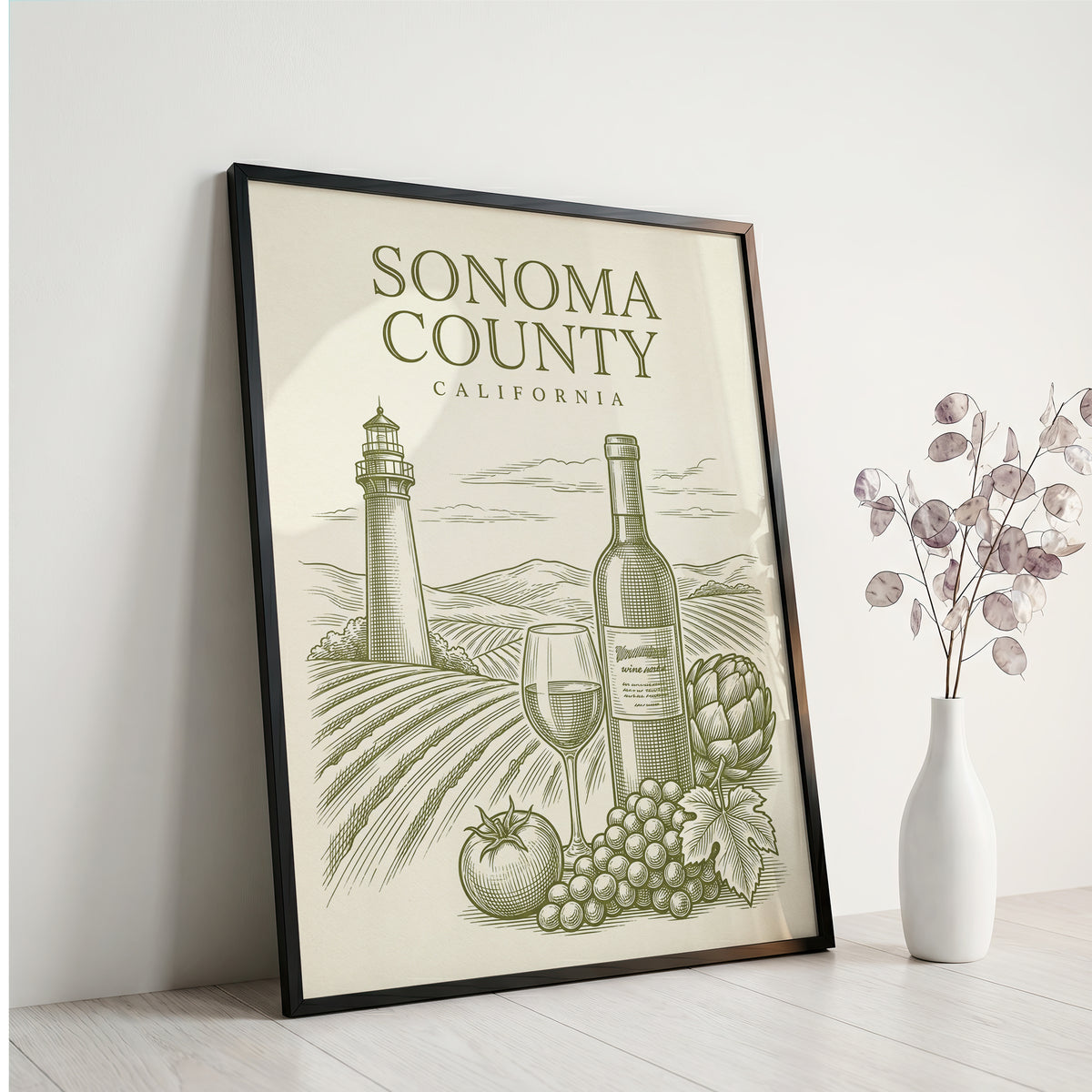 Vintage Sonoma County Travel Poster - Wine Country Wall Art Print