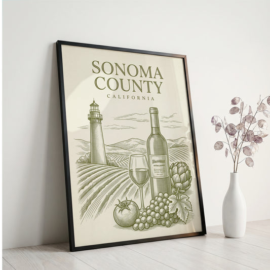 Vintage Sonoma County Travel Poster - Wine Country Wall Art Print