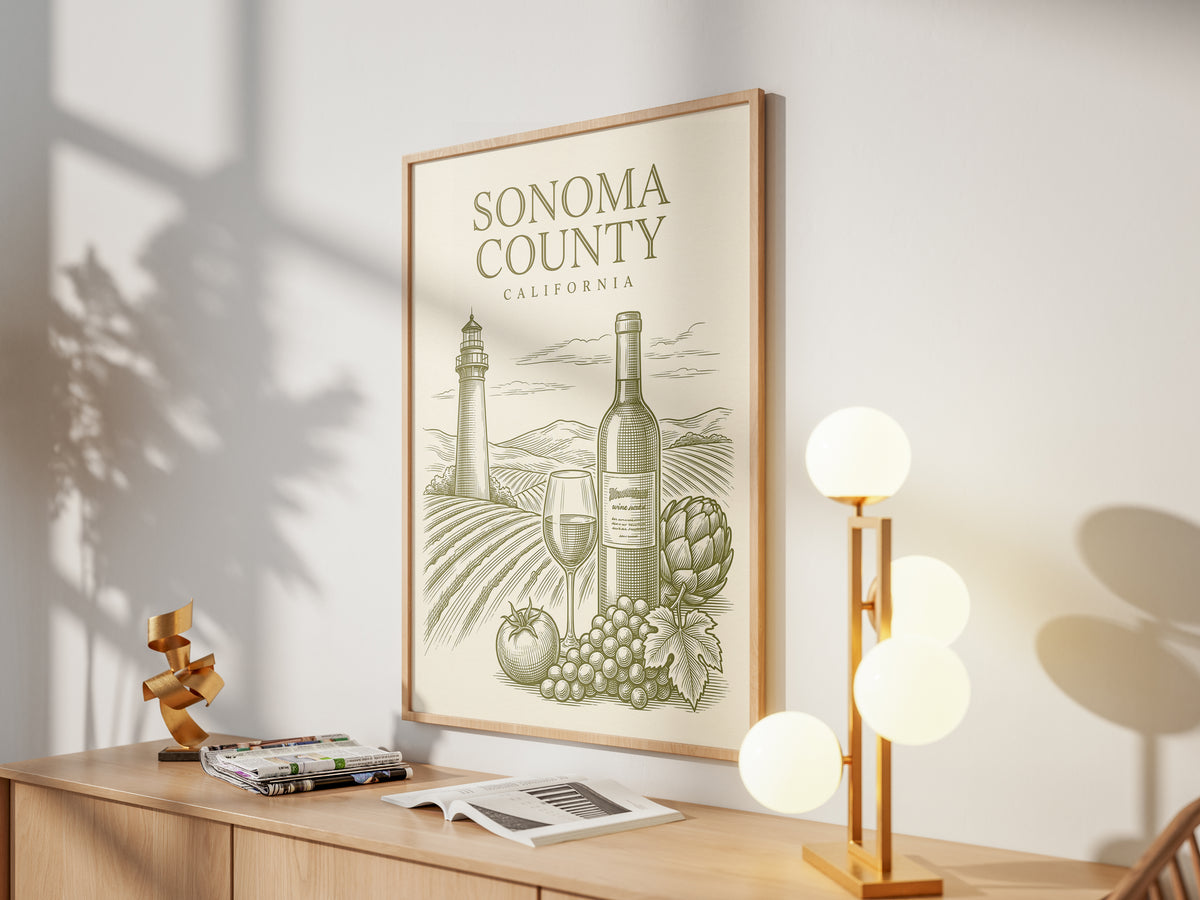 Vintage Sonoma County Travel Poster - Wine Country Wall Art Print
