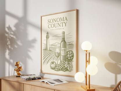 Vintage Sonoma County Travel Poster - Wine Country Wall Art Print
