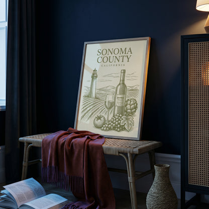 Vintage Sonoma County Travel Poster - Wine Country Wall Art Print
