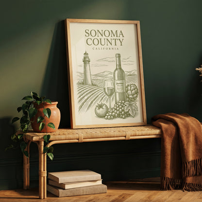 Vintage Sonoma County Travel Poster - Wine Country Wall Art Print