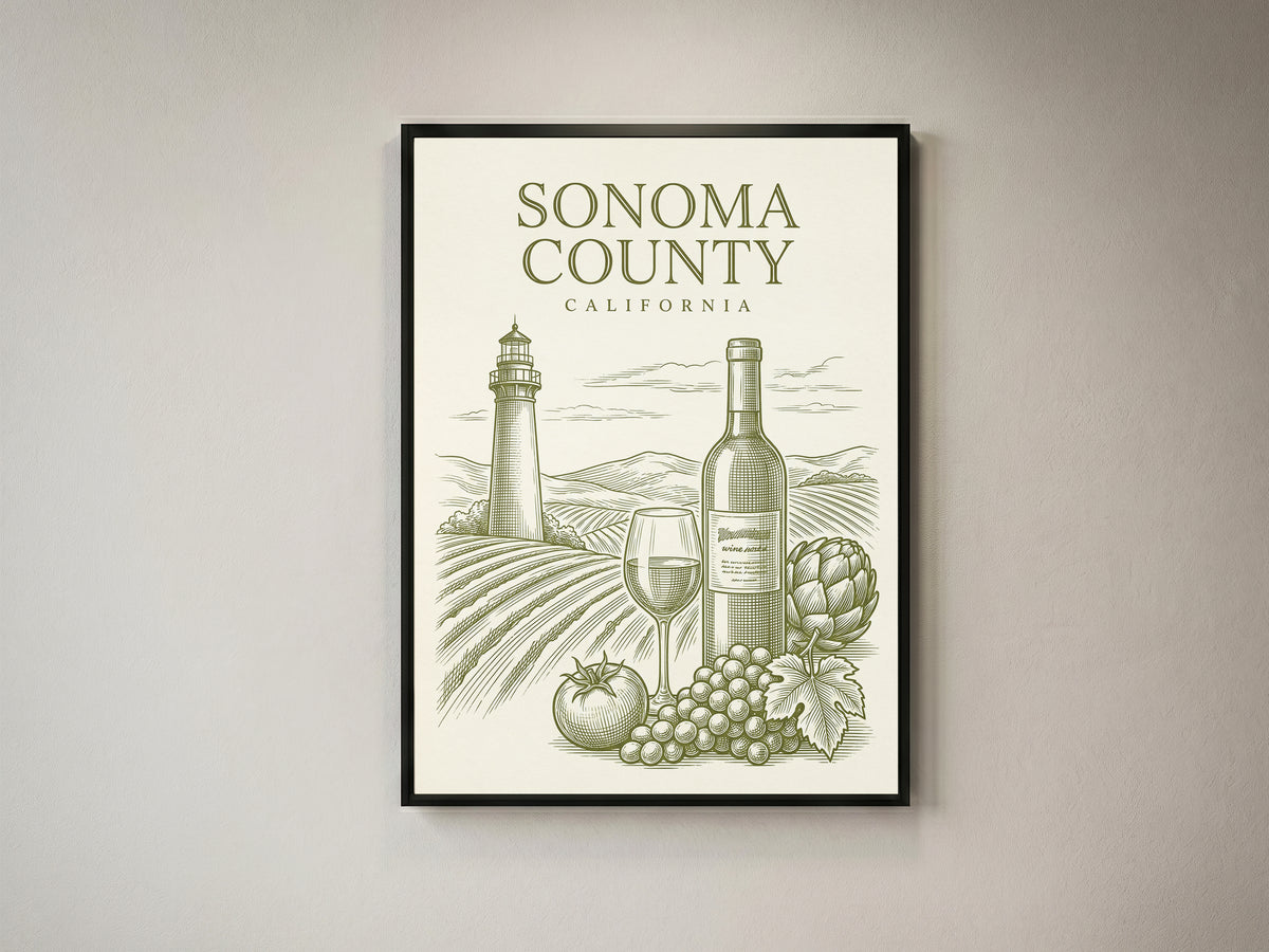 Vintage Sonoma County Travel Poster - Wine Country Wall Art Print