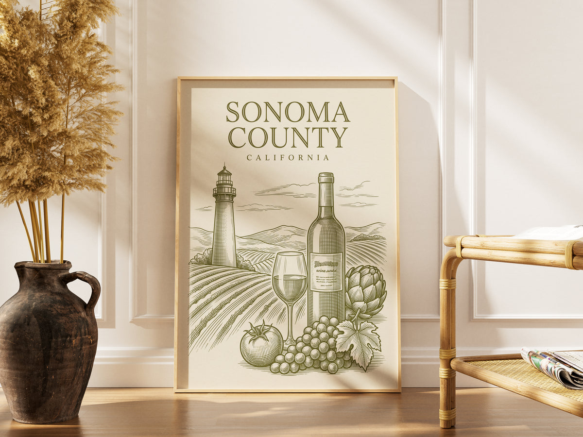 Vintage Sonoma County Travel Poster - Wine Country Wall Art Print